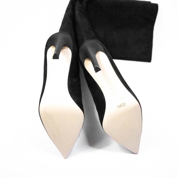 Good American Black Suede Over The Knee Boots 13, Thigh High Heeled Boots - Picture 12 of 16